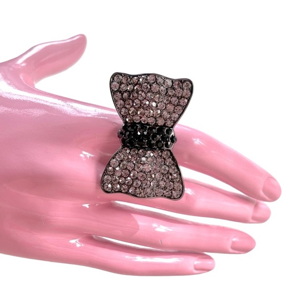 Victorian Large Crystal Bow Finger‎ Ring - Picture 1 of 11